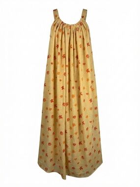 Easel Los Angeles Women Small Yellow Floral Maxi Dress Tie Bow Boho Beach